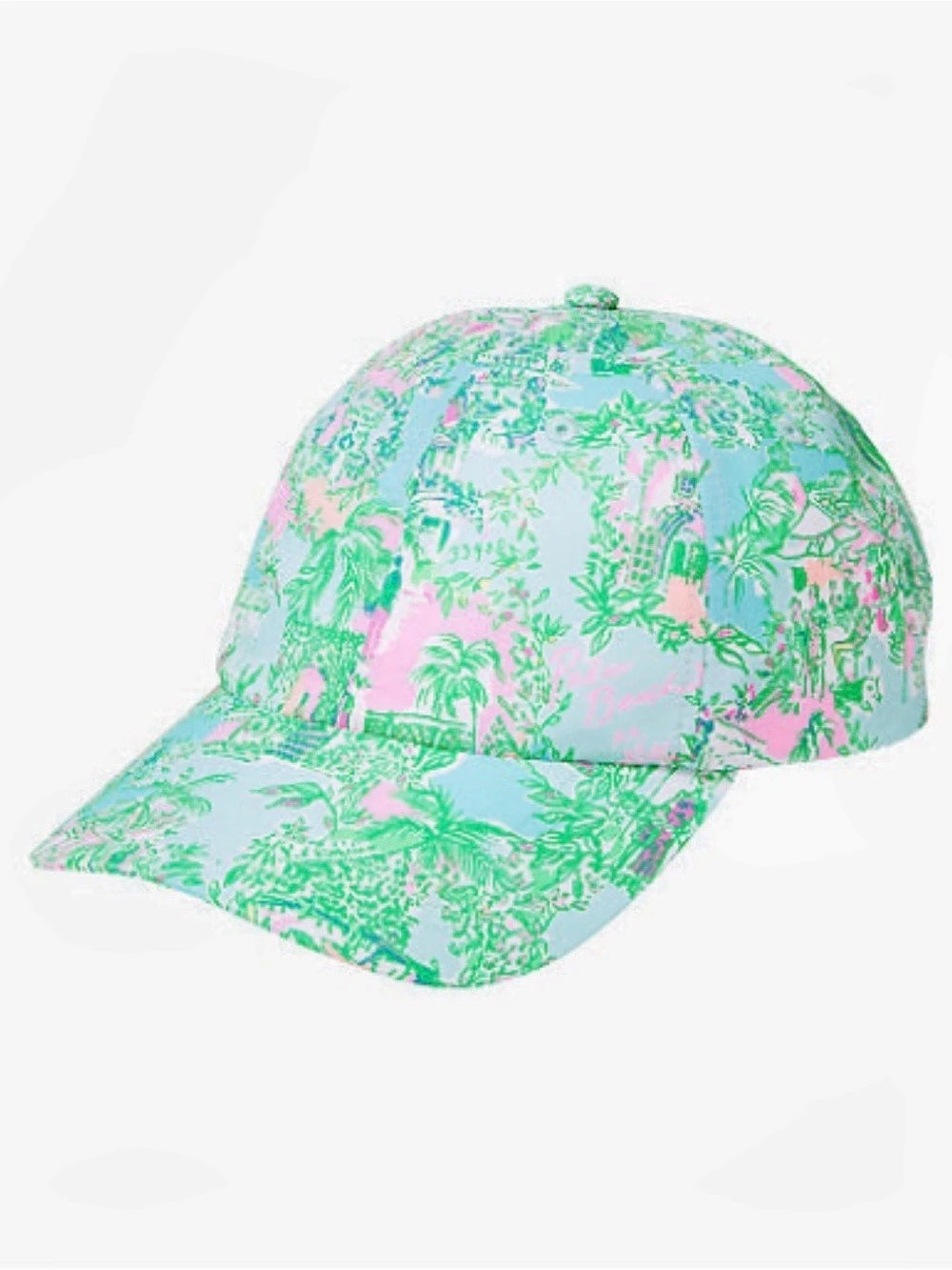 Lilly Pulitzer Run Around Hat Floral Baseball Cap in Green & Pink